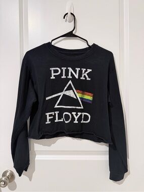 Pink Floyd Black Kids' Long-Sleeve Graphic Tee with Rainbow Prism